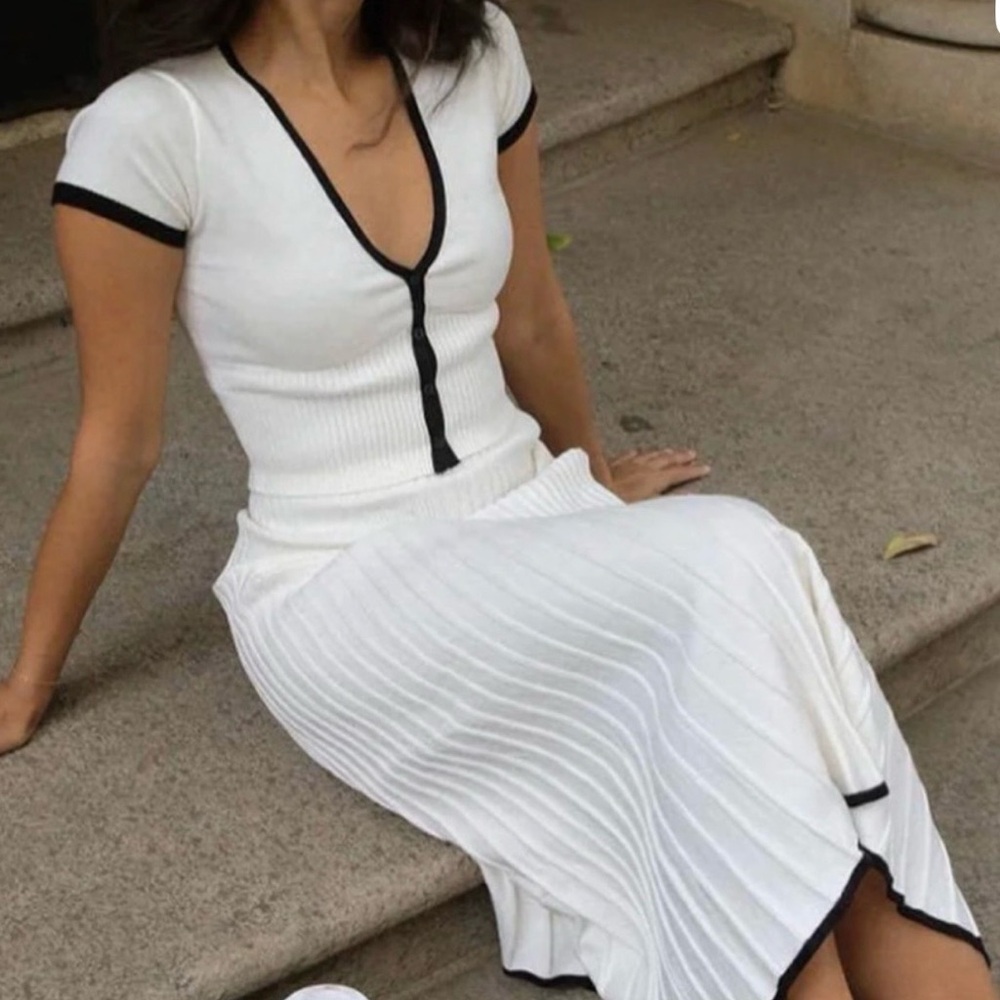 Commense Black and White Cardigan/top & skirt small